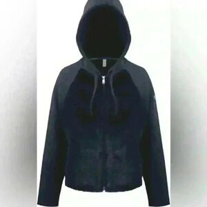 NWT! Poivre Blanc-logo Stretch Fleece Hoody Fancy Gothic Blue